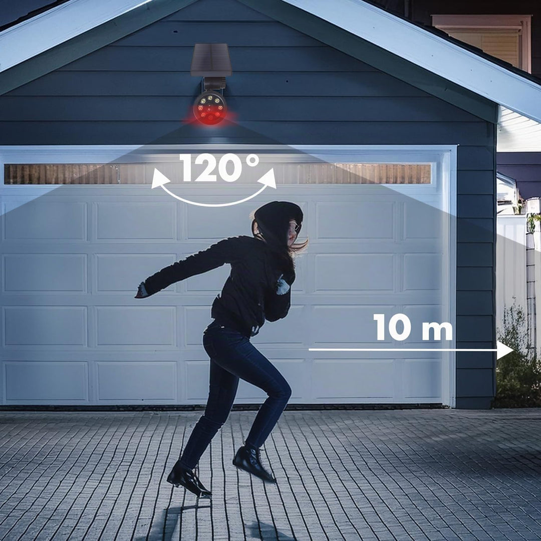 Maclean Solar Kamera-Attrappe mit Bewegungsmelder und LED-Licht | IP Überwachungskamera Attrappe mit