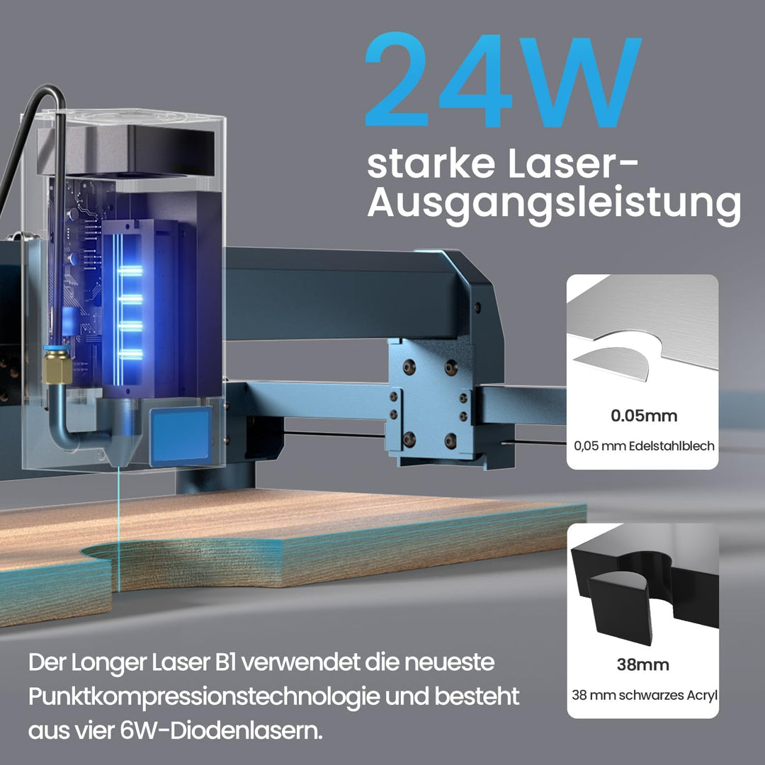 Longer Laser B1 20W – Lasergravierer mit automatischer Luftunterstützung, ideal für DIY-Arbeiten auf