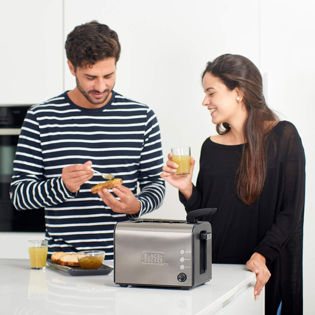 Black+Decker ES9600090B BXTOA900E Toaster, 900, Edelstahl, Grau, Mit zwei Sandwichzangen 2 extra bre