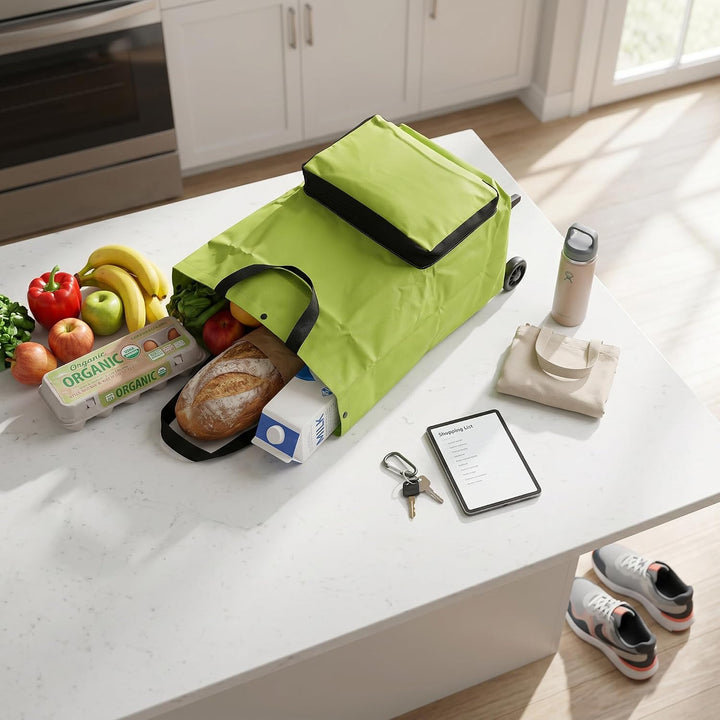 Yosoo Health Gear Klappbarer Einkaufswagen mit Rädern, Faltbare Tasche, wiederverwendbarer Einkaufsb