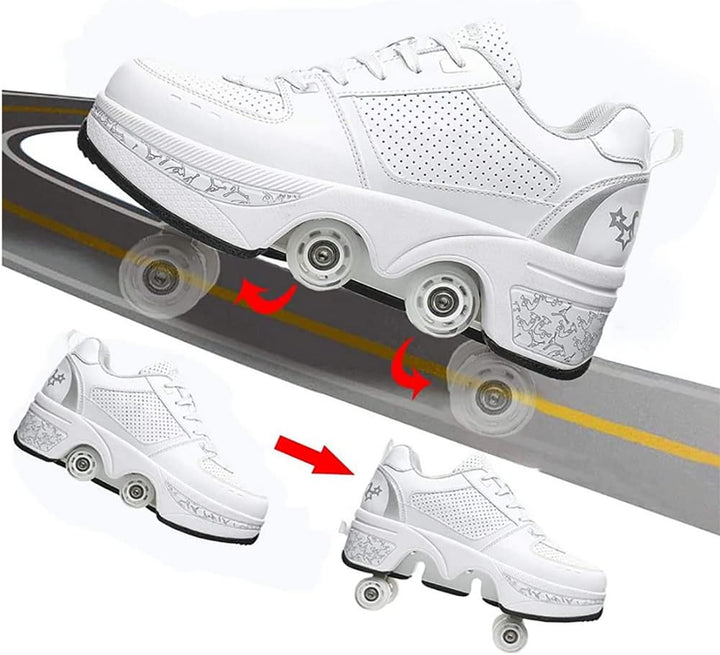LDRFSE Schuhe mit Rollen, Rollschuhe Skateboard Schuhe Kinderschuhe Mit Rollen Skate Shoes Rollen Sc