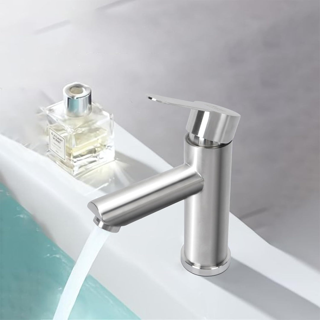 Wasserhahn Bad Silber Waschtischarmatur Hoch Badarmatur Waschbecken Armaturen Edelstahl 304 Waschbec