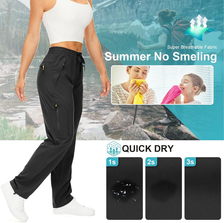yeyity Wanderhose Damen Leichter Quick Dry Outdoorhose Atmungsaktiv Cargohose UV-Schutz Trekkinghose