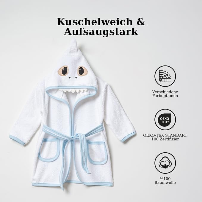 Baby Bademantel mit süssem Giraffenmotiv – Kapuzenbademantel aus 100% Baumwolle – Weich, saugfähig &