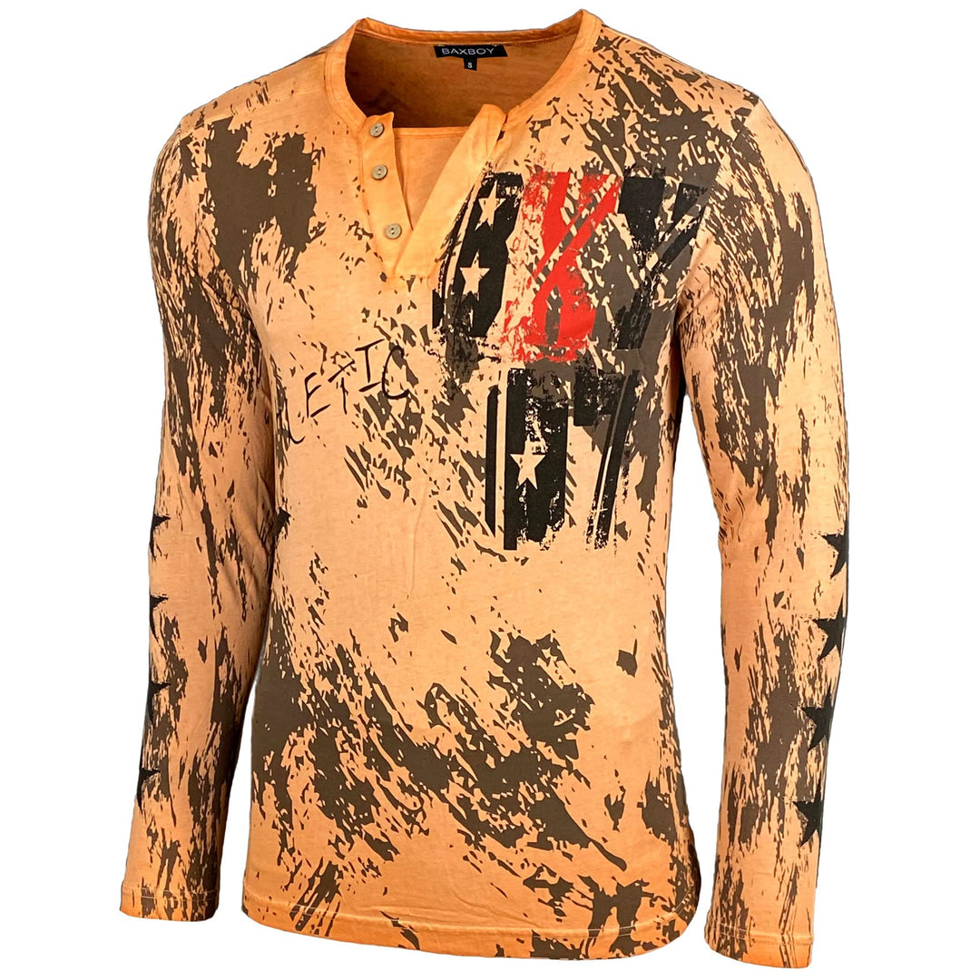 Baxboy Herren Longsleeve T-Shirt Moderner Männer Langarmshirt Langarm Sweatshirt 702 S Orange, S Ora
