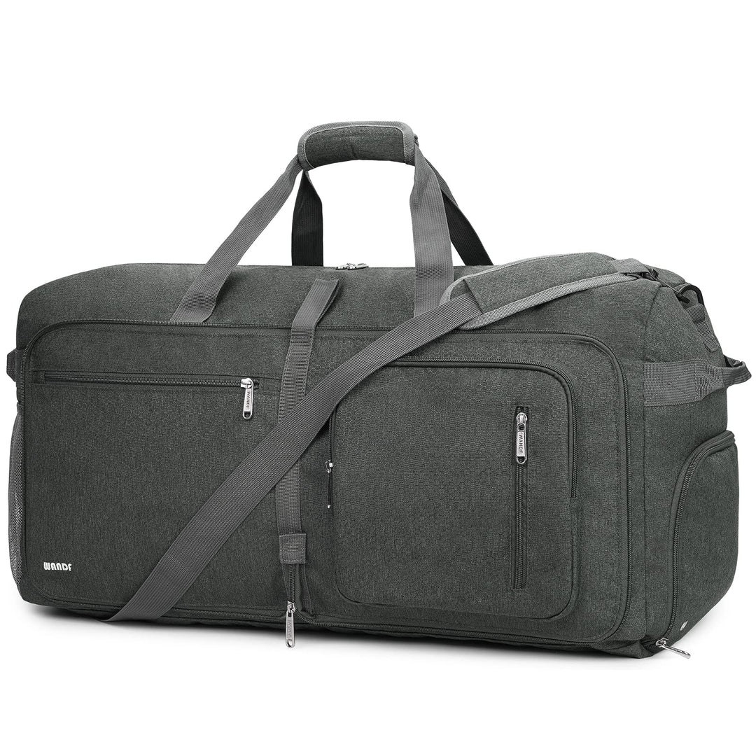 WANDF Reisetasche 85L mit Schuhfach Faltbare Weekender-Reisetasche Handgepäck für Männer Frauen (Gra
