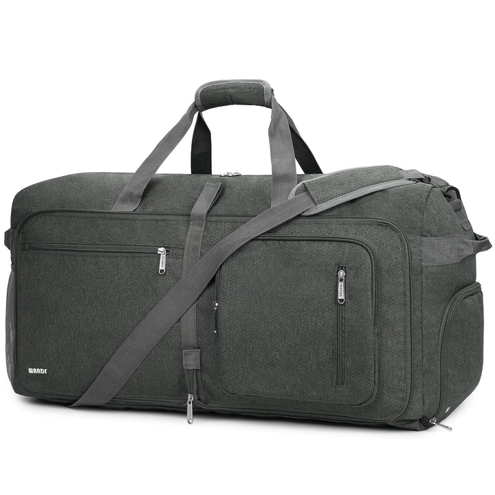 WANDF Reisetasche 85L mit Schuhfach Faltbare Weekender-Reisetasche Handgepäck für Männer Frauen (Gra