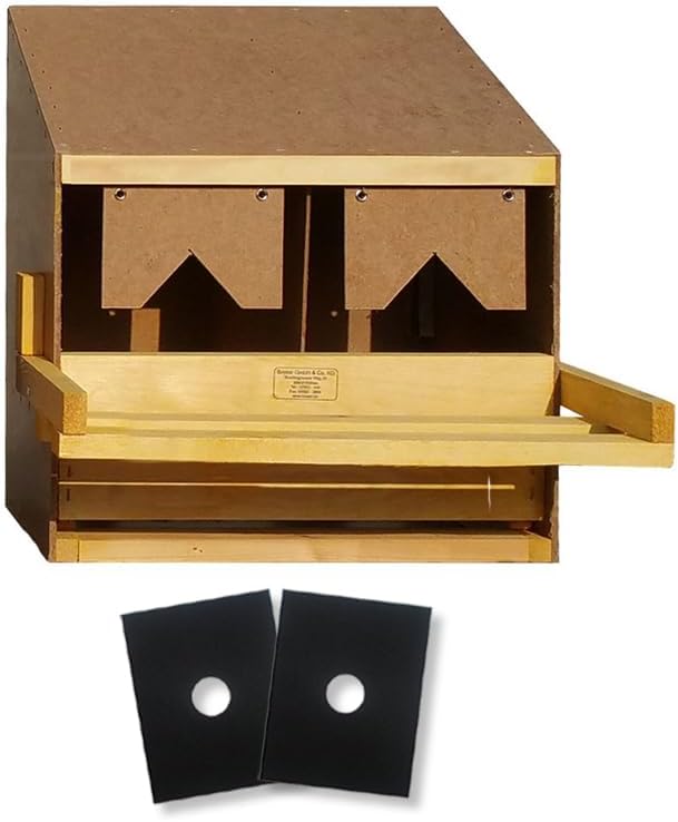 Hühnernest Legenest Abrollnest mit Einlegematten - Holz - 2 Abteilungen - schräg
