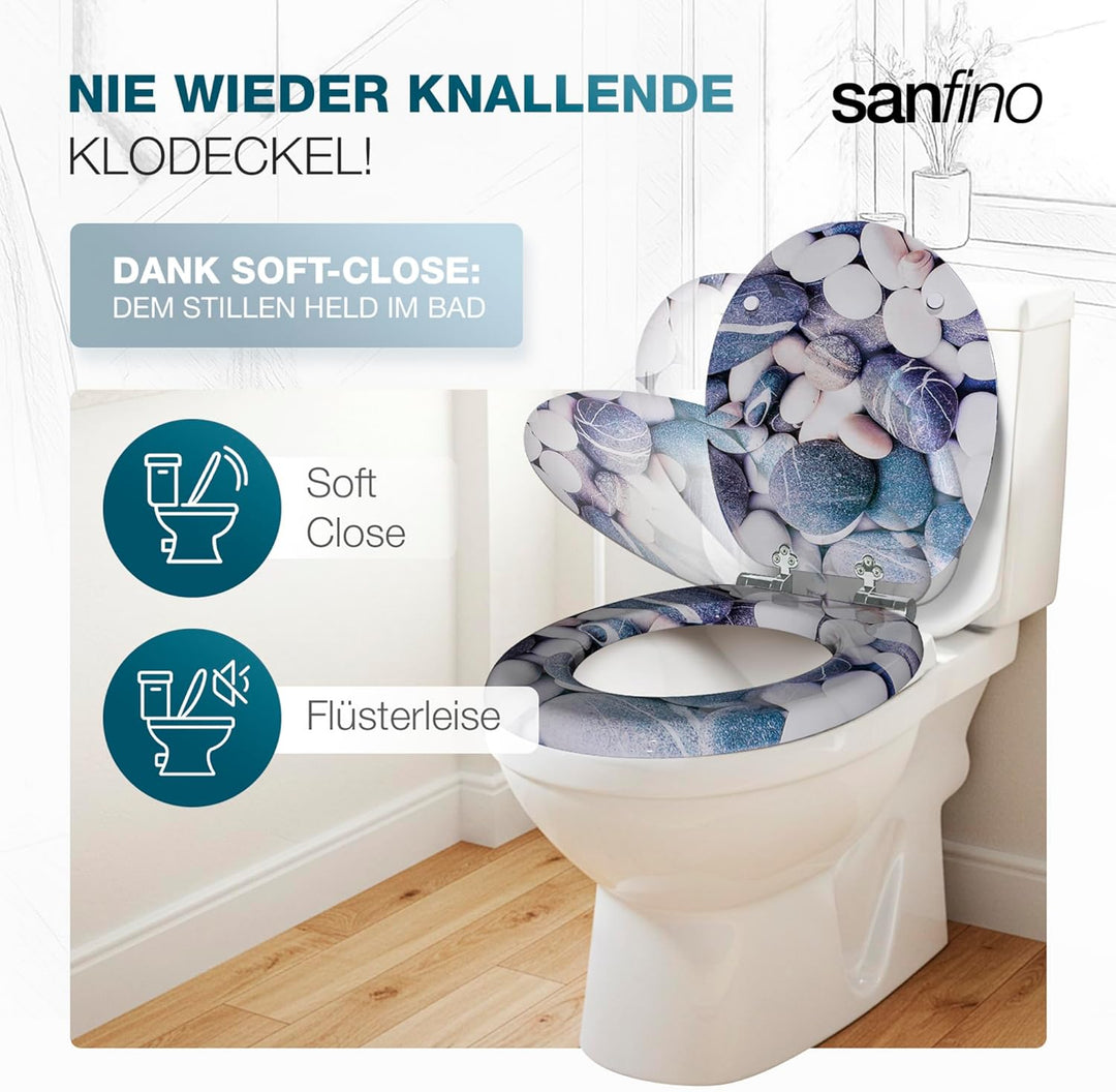 Premium WC Sitz mit Absenkautomatik – hochwertige Toilettendeckel aus Holz, viele bunte Motive, hohe