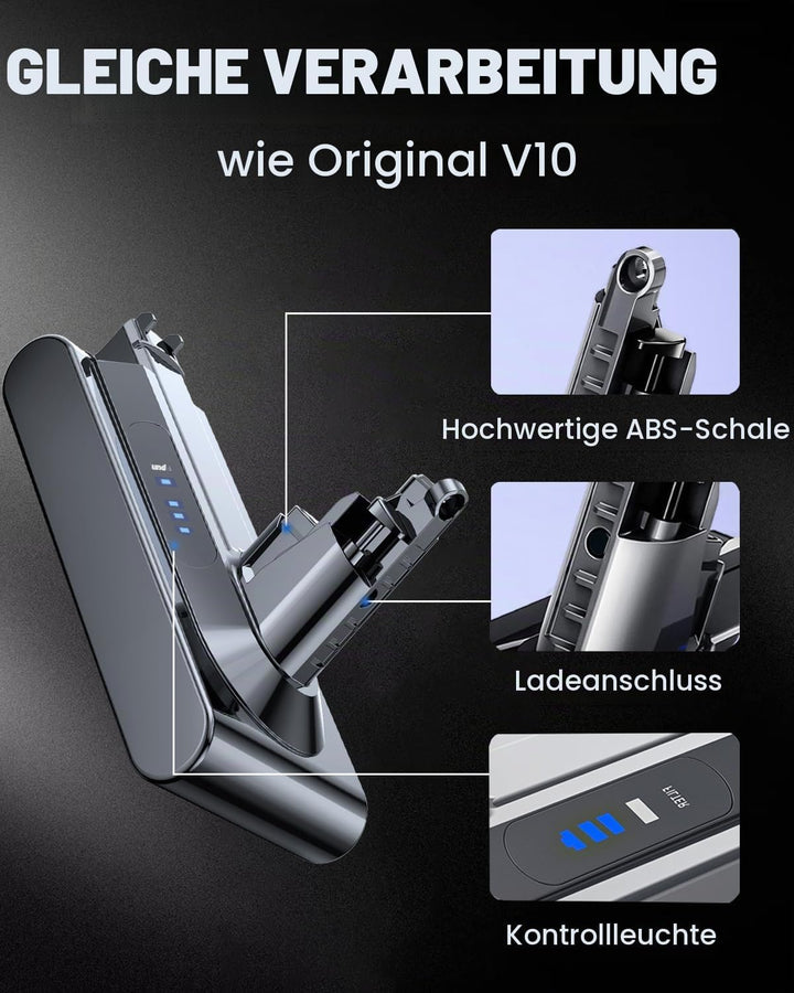 6000mAh Akku kompatibel mit Dyson Cyclone V10 Absolute Animal Origin SV12 V10 6000mAh, V10 6000mAh