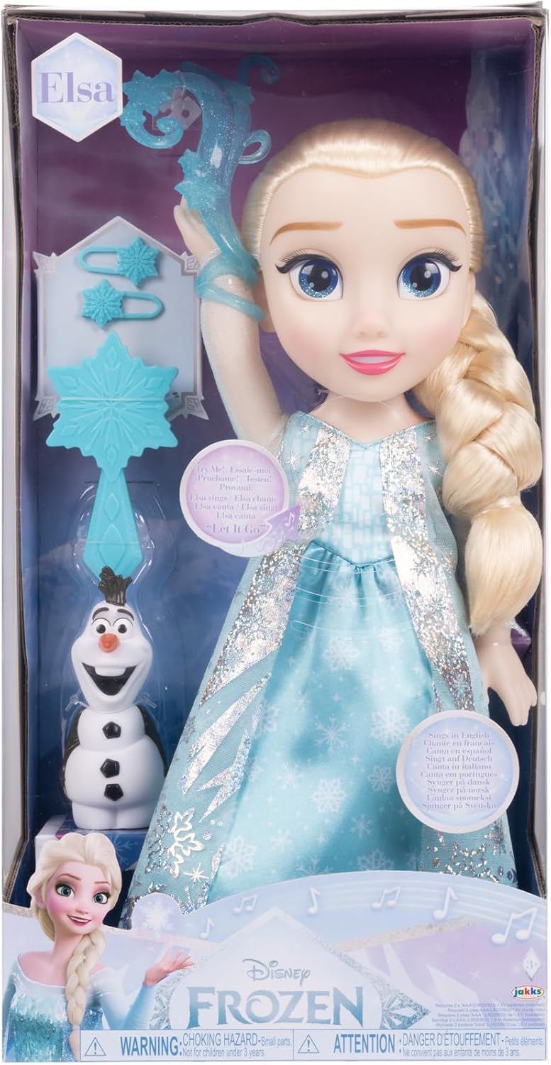 Disney Die Eiskönigin - Frozen - Singende ELSA Puppe 35 cm, singt „Let It Go“, inklusive Zubehör für