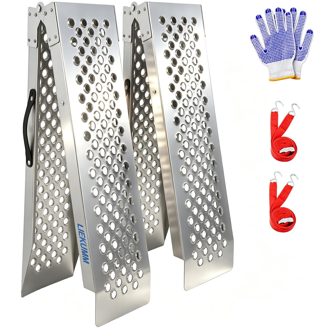 LIEKUMM 2X Auffahrrampe,150 cm Stahl Klabbar Laderampe, 600 kg Tragkraft Auffahrrampe für Anhänger,
