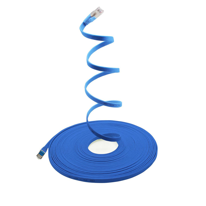 3m - blau - 10 Stück Cat7 Flachkabel Netzwerkkabel Cat 7 Rohkabel Gigabit Lan (10Gbit/s) Flachbandka