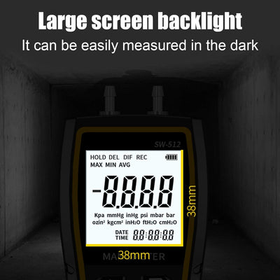 Jectse Luftdruckmesser, digitales Manometer-Handpräzisionsbarometer HVAC digitaler Differenzdruckmes