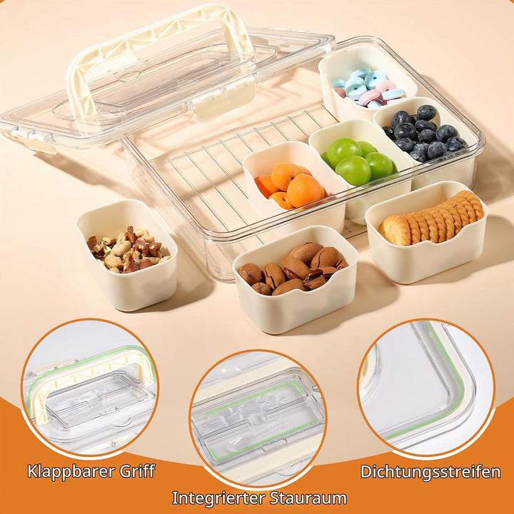 2er Set Snackbox mit Fächern – 8-Fach &amp; 4-Fach,Snackbox mit Fächern mit Deckel &amp; Griff, Tragbare pic