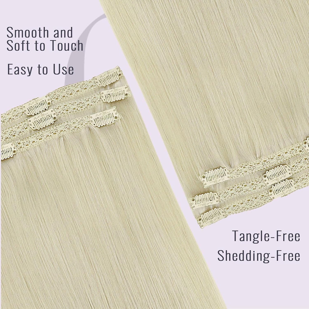 Fshine Invisible Clip in Extensions Echthaar Blond Hair Extensions Clip in Echthaar Weissblond 30cm
