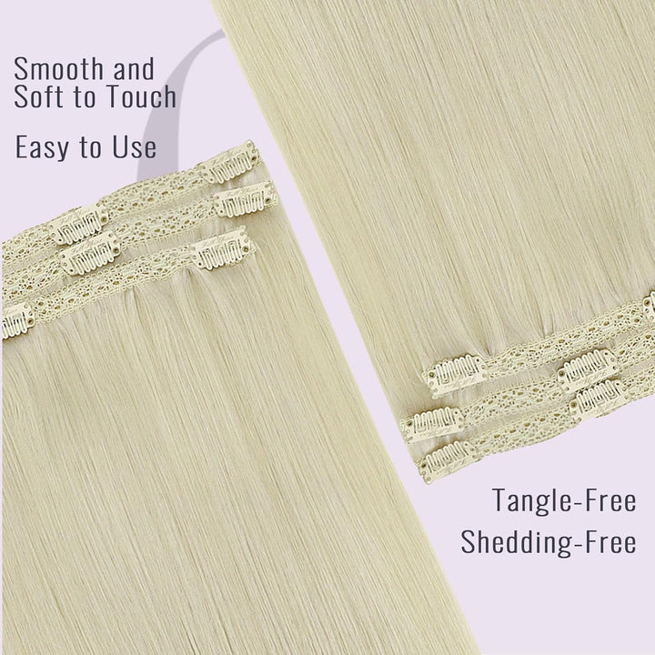 Fshine Invisible Clip in Extensions Echthaar Blond Hair Extensions Clip in Echthaar Weissblond 30cm