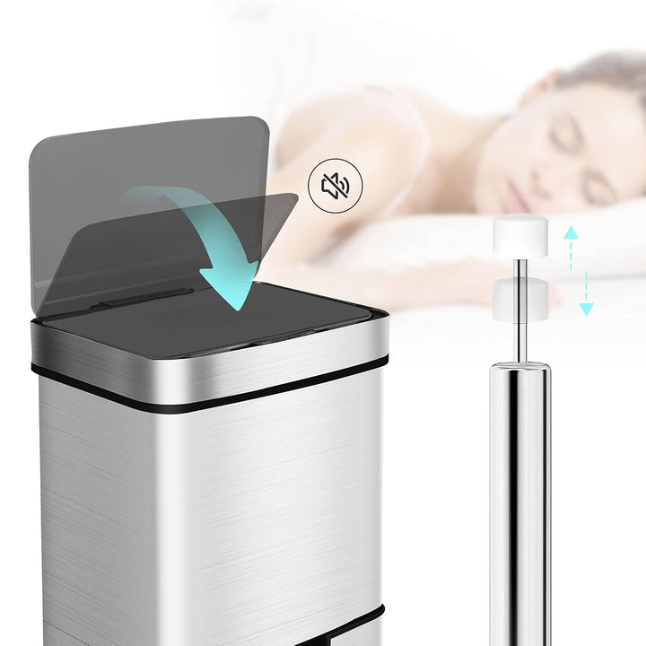 Ribelli Edelstahl - Mülltrennsysteme mit 3+1 Fächer - Mülleimer mit Sensor - 72 Liter (2x12 + 1x48 L
