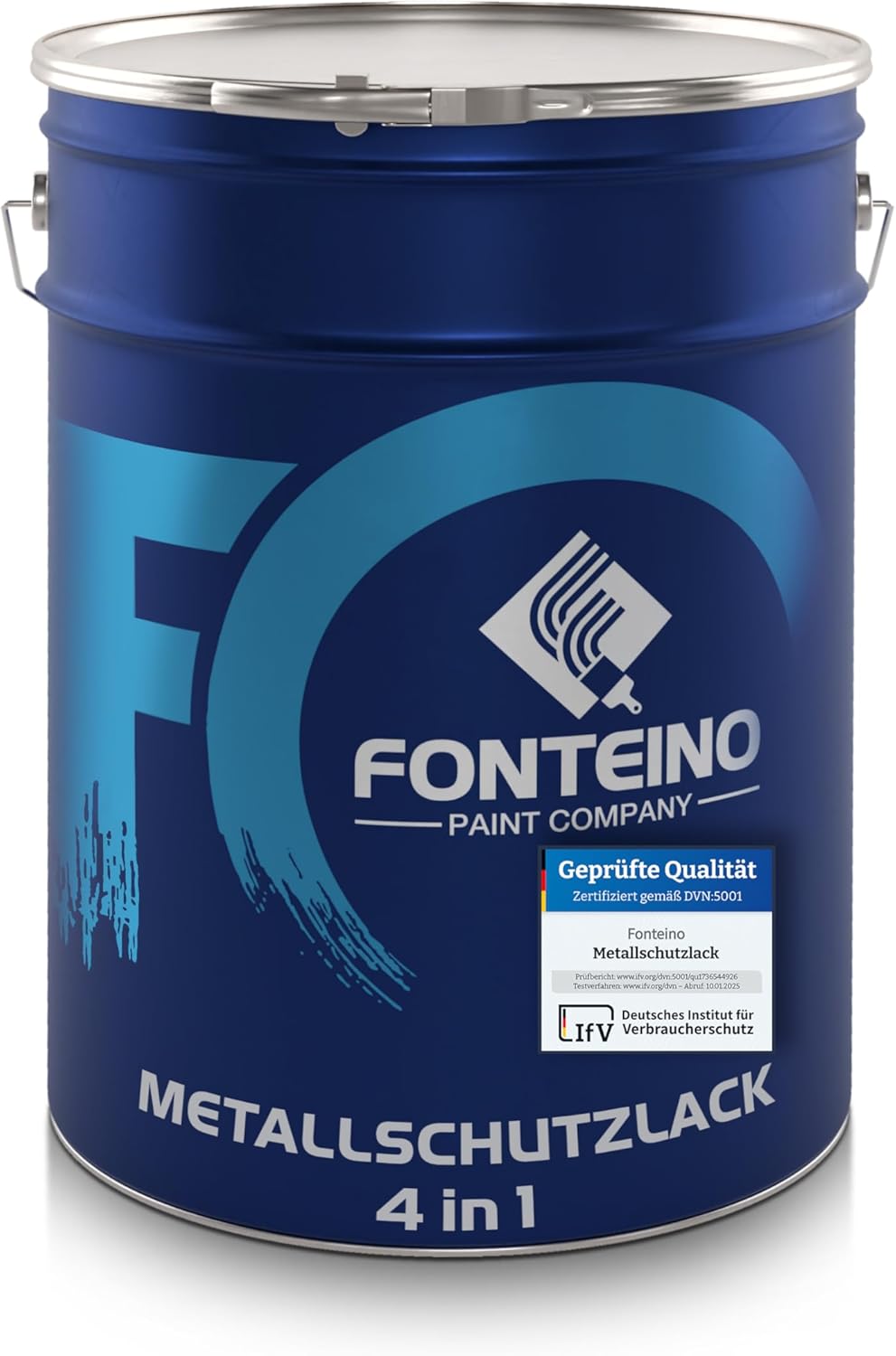 Fonteino Metallschutzlack 3in1 Metallfarbe Grundierung Rostschutzfarbe Decklack - Feuerrot 5L Feuerr
