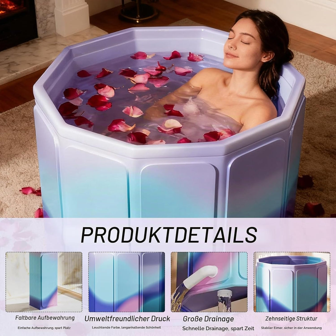 Faltbare Badewanne, 80x70cm(BxH) Tragbare Mobile Badewanne für Heiss- und Kaltbäder für kleine Badez