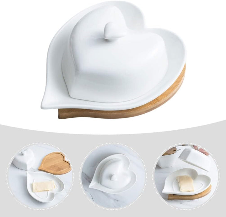Cabilock Schreibtischaufsatz Butterdose Porzellan Butterdose Keramik Weiss Butterdose mit Deckel Min