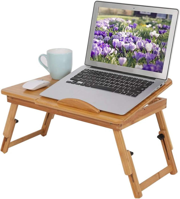 Verstellbarer Bambus Schossschreibtisch mit Belüftungslöchern, Ergonomisches Design für Komfortables