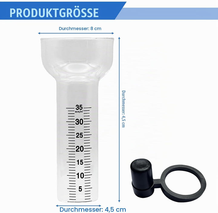2 Stück Regenmesser Frostsicher, Regenmesser Ersatzglas für 1-35 mm Messungen mit Halterung, Regenme