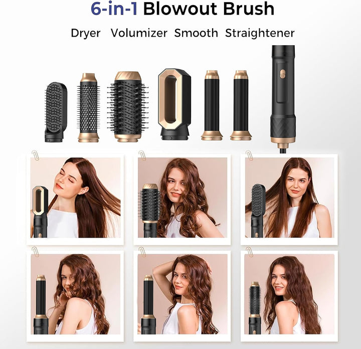 Hairstyler 6 in 1 Air Styler Set, 1000w Rundföhnbürste Haarstyler zum Trocknen und Stylen mit Air Cu