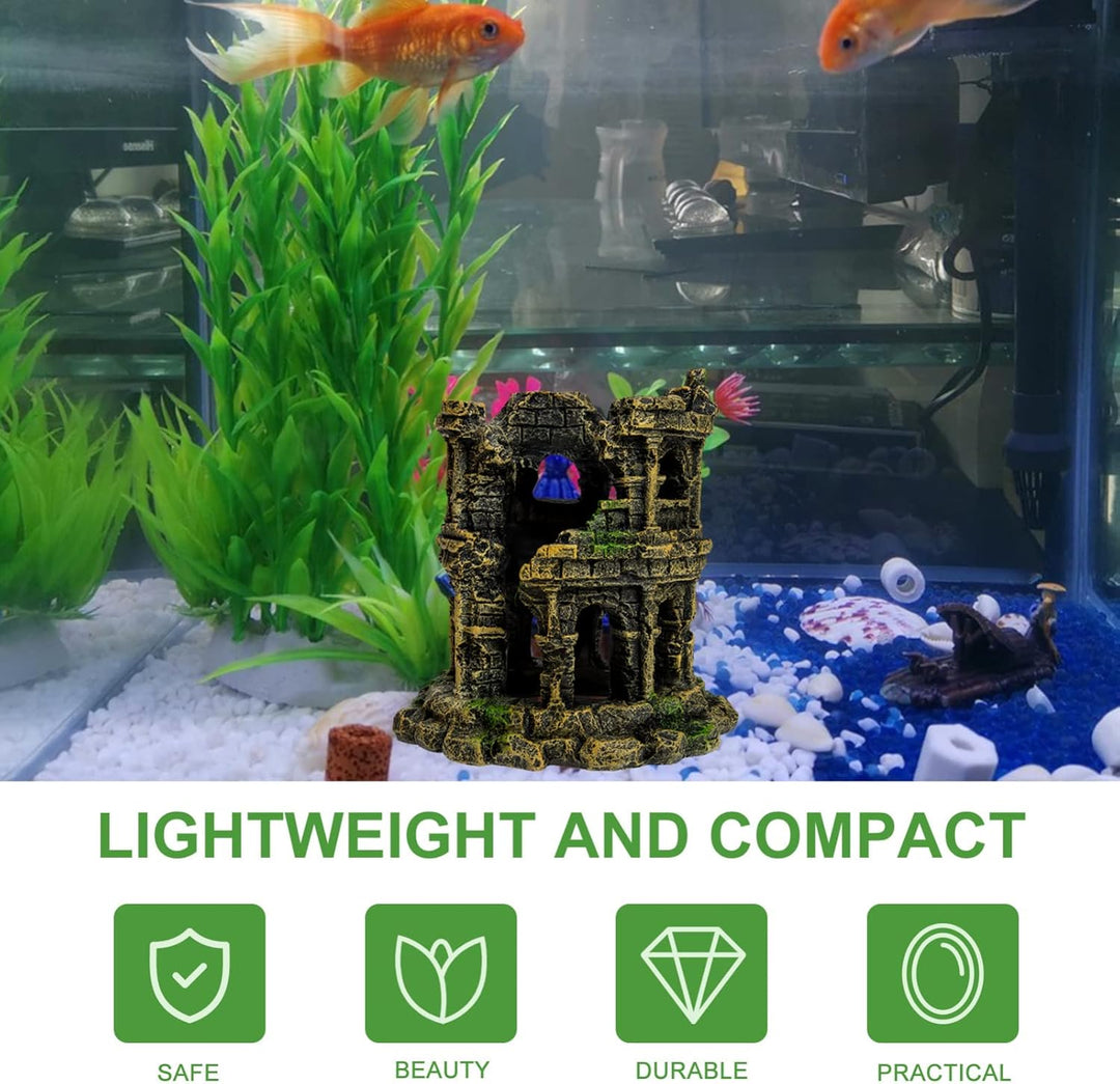 Happyyami Schloss Aquarium Dekoration Aquarium Versteck Ornament Versteckfelsen Für Aquarien 75-gall