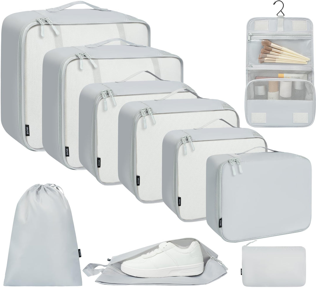 BAGAIL 10er-Set Packwürfel in verschiedenen Grössen Packorganizer für Reisezubehör Handgepäck Koffer