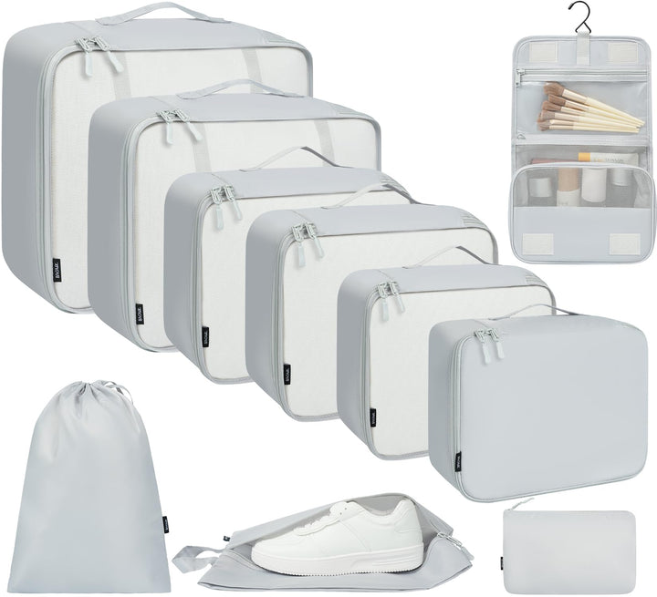 BAGAIL 10er-Set Packwürfel in verschiedenen Grössen Packorganizer für Reisezubehör Handgepäck Koffer
