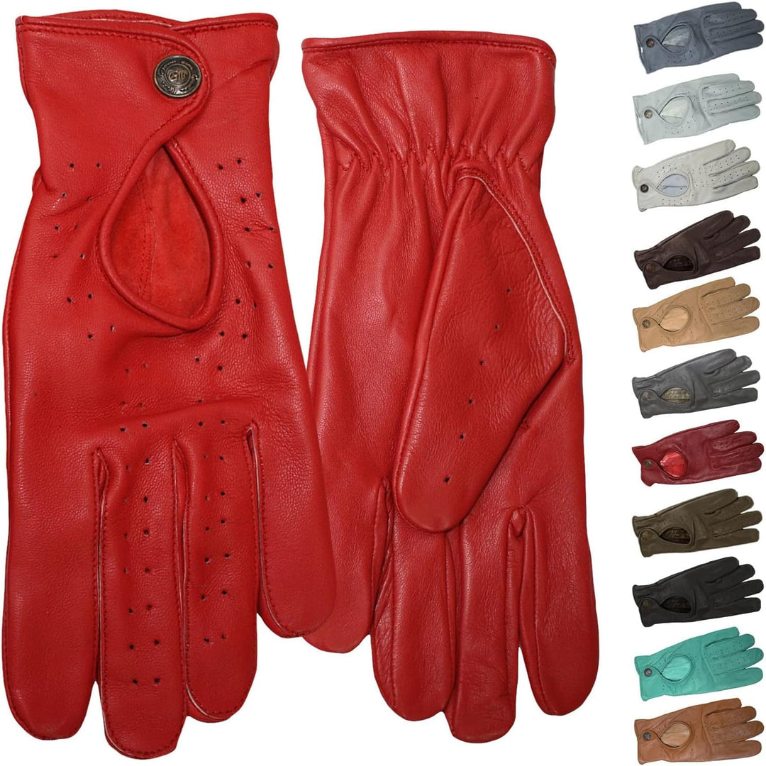 German Wear Unisex Driving Autofahrer-Handschuhe Lederhandschuhe 10=XL Himbeere, 10=XL Himbeere
