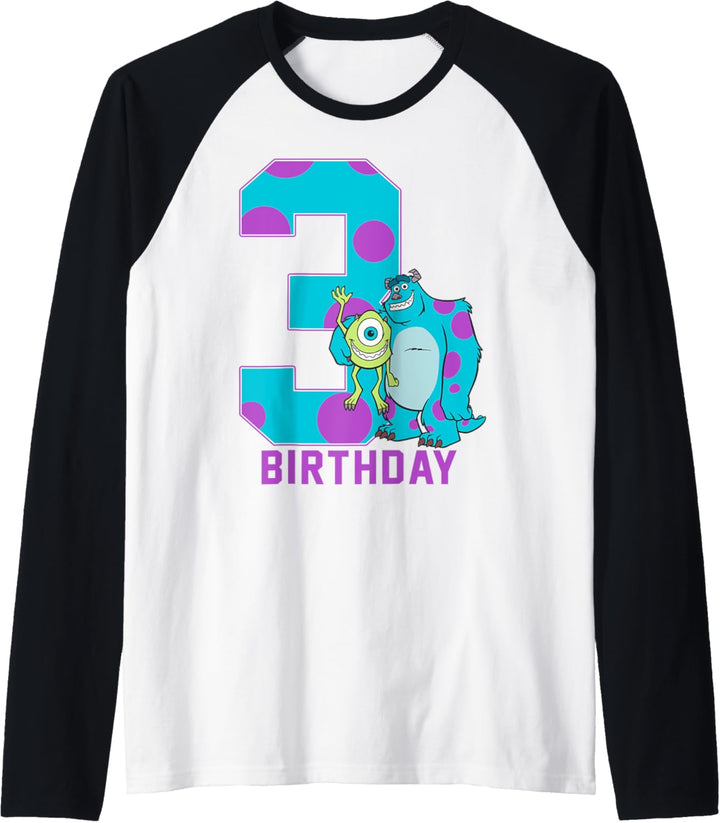 Disney Pixar Monsters Inc. Mike and Sully 3rd Birthday Raglan