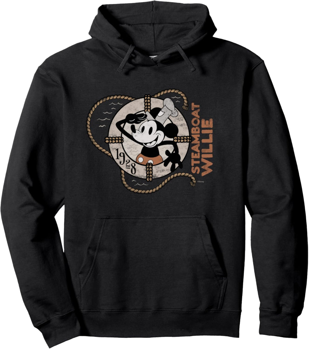 Disney 100 Mickey Mouse Steamboat Willie Distressed D100 Pullover Hoodie