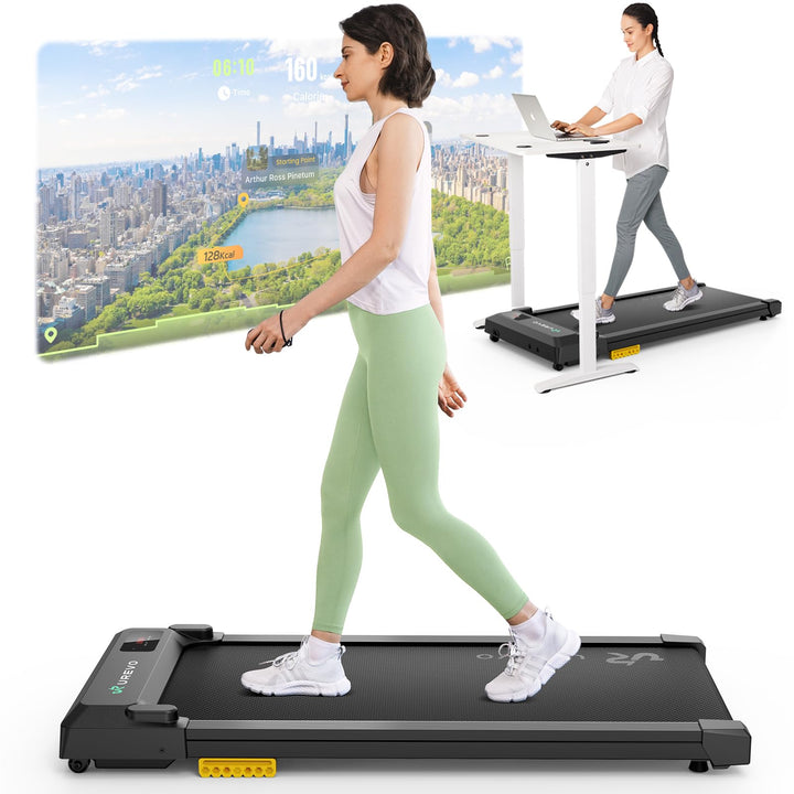 UREVO Smart Walking Pad, Kompaktes Leises Laufband Schreibtisch, mit Sechs-Punkt-Stossdämpfung, Work