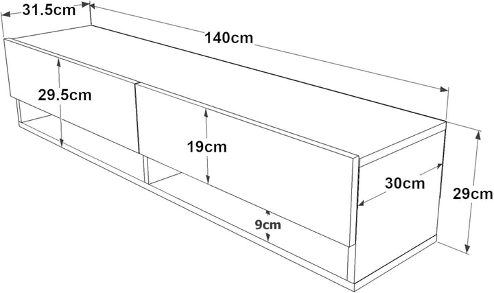 [en.casa] TV Board Laitila TV Schrank mit 2 Ablagen 2 Schranktüren Lowboard Fernsehtisch 140 x 31,5