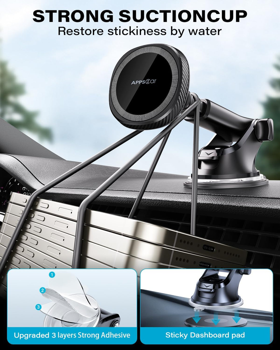 APPS2Car Handyhalterung Auto Magsafe,360° Drehbar Ausziehbarer Universal HandyHalterung Auto Magnet,