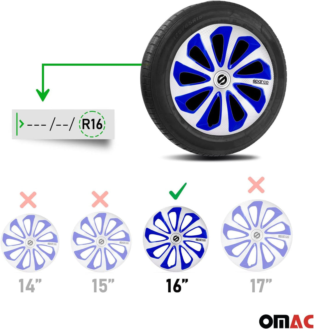 Satz Sparco Radzierblenden Sicilia 16-Zoll Silber/Blau/Karbon