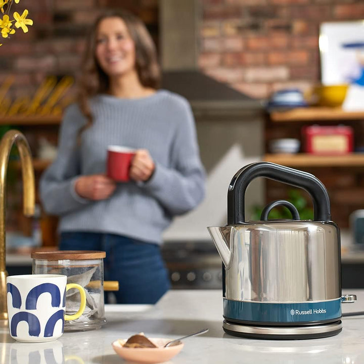 Russell Hobbs Wasserkocher [1,5l] Distinctions Edelstahl Ocean Blue (Schnellkochfunktion, herausnehm