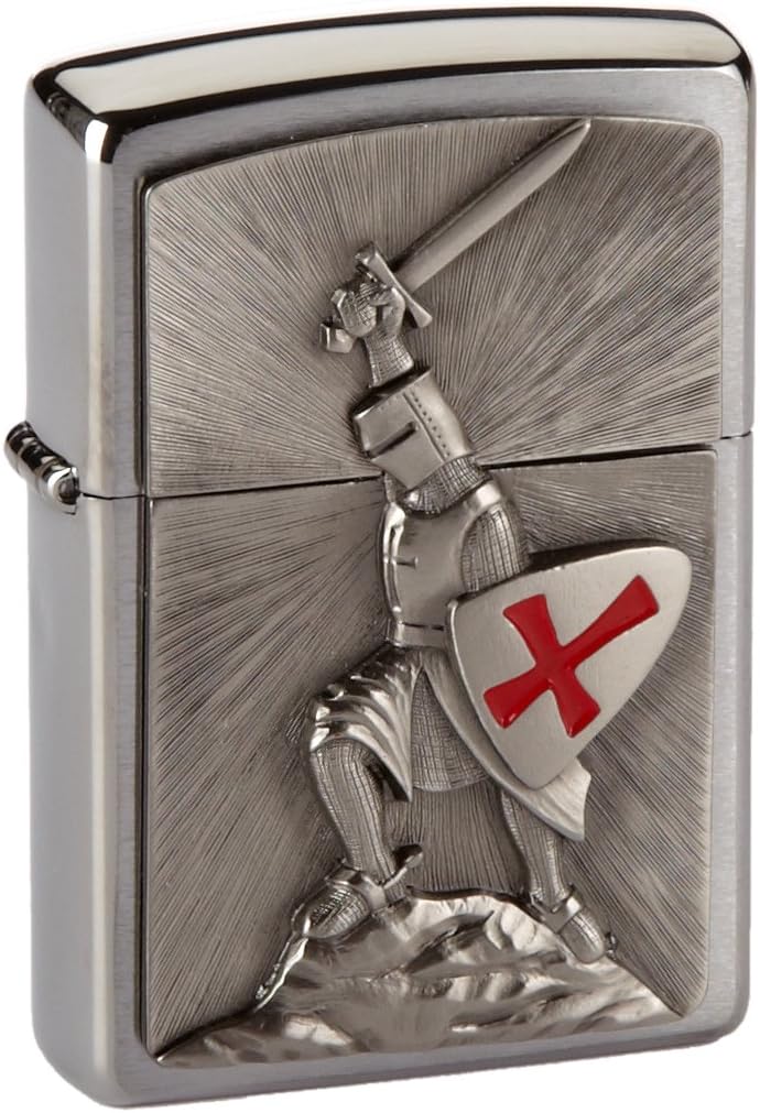 Zippo 1300103 200 Crusade Victory Feuerzeug,Messing,Brushed Chrome,1 x 3,5 x 5,5 cm, Brushed Chrome