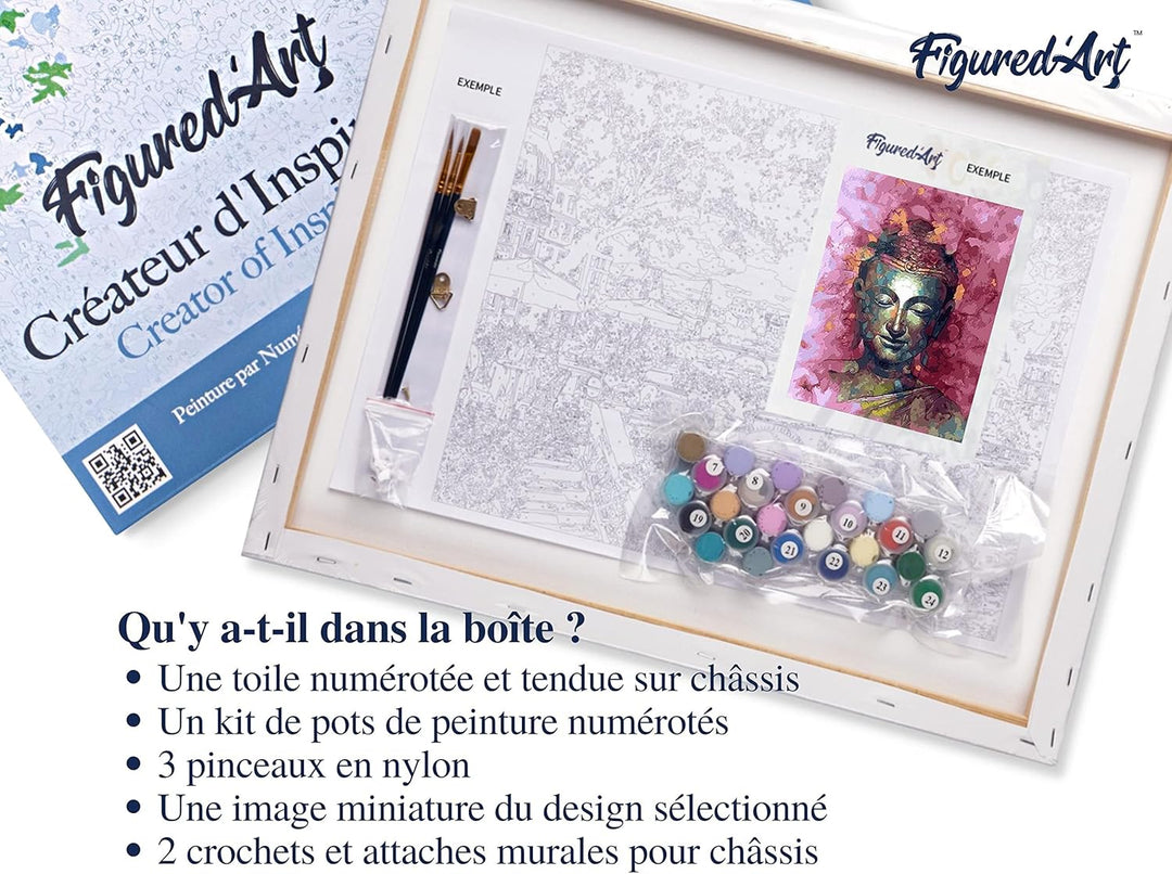 Figured'Art Malen Nach Zahlen Erwachsene Mit Rahmen Wertvoller Buddha - Paint by Numbers Basteln DIY