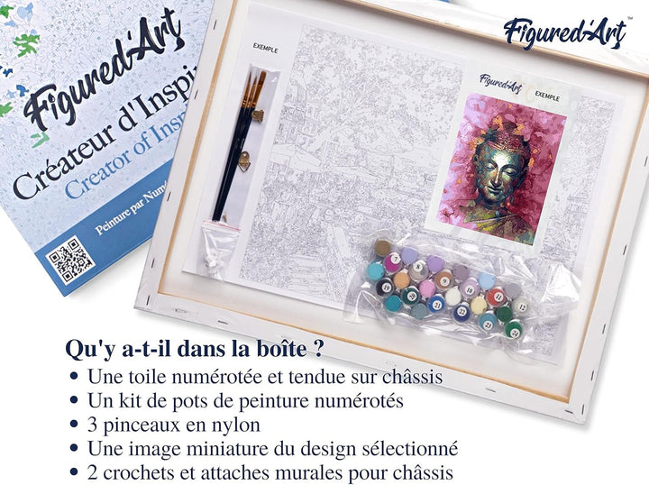 Figured'Art Malen Nach Zahlen Erwachsene Mit Rahmen Wertvoller Buddha - Paint by Numbers Basteln DIY