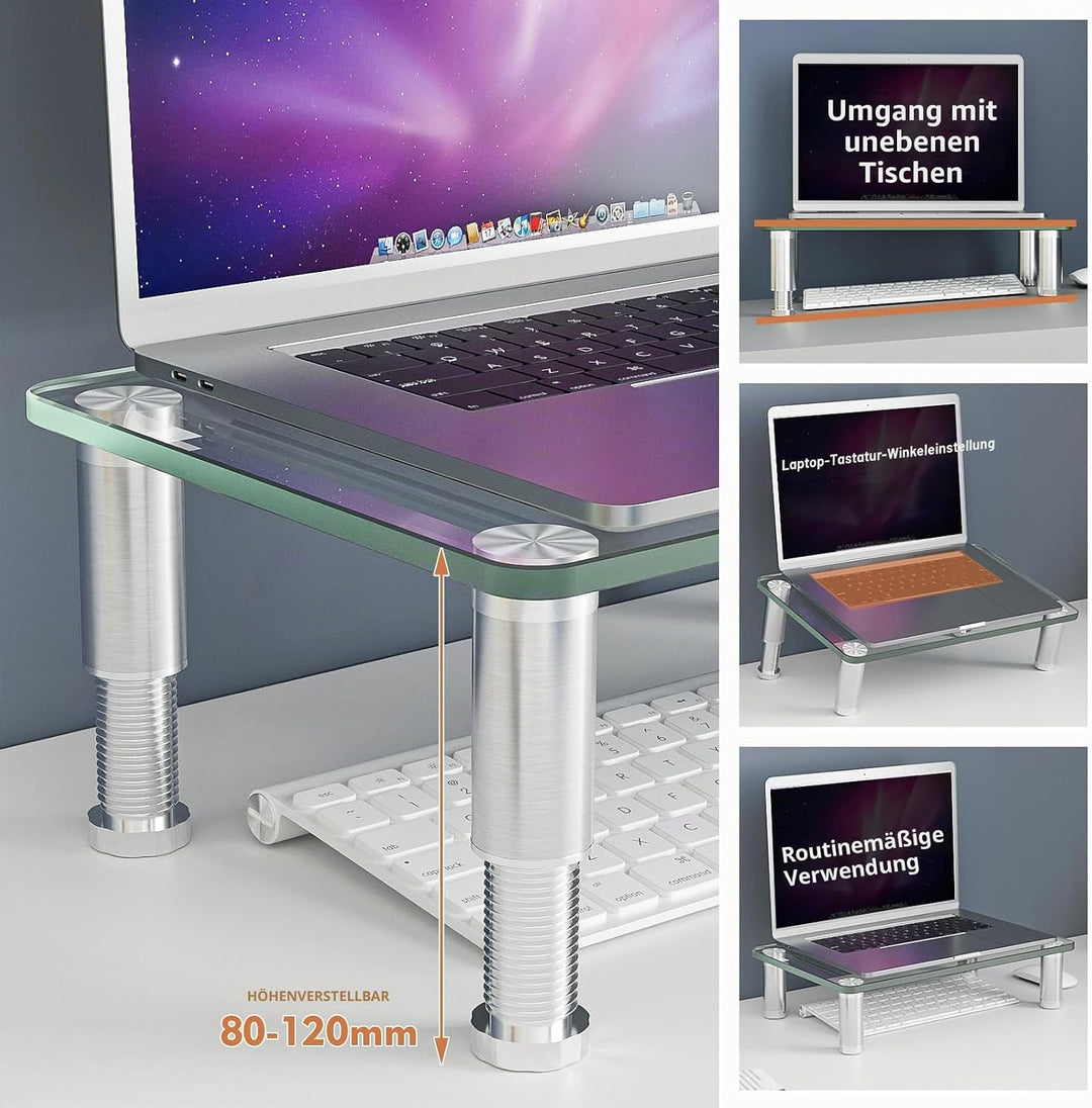 Hemudu 2 Pack Computer Monitor Riser mit höhenverstellbarem Multi Media Desktop Stand für Flachbilds