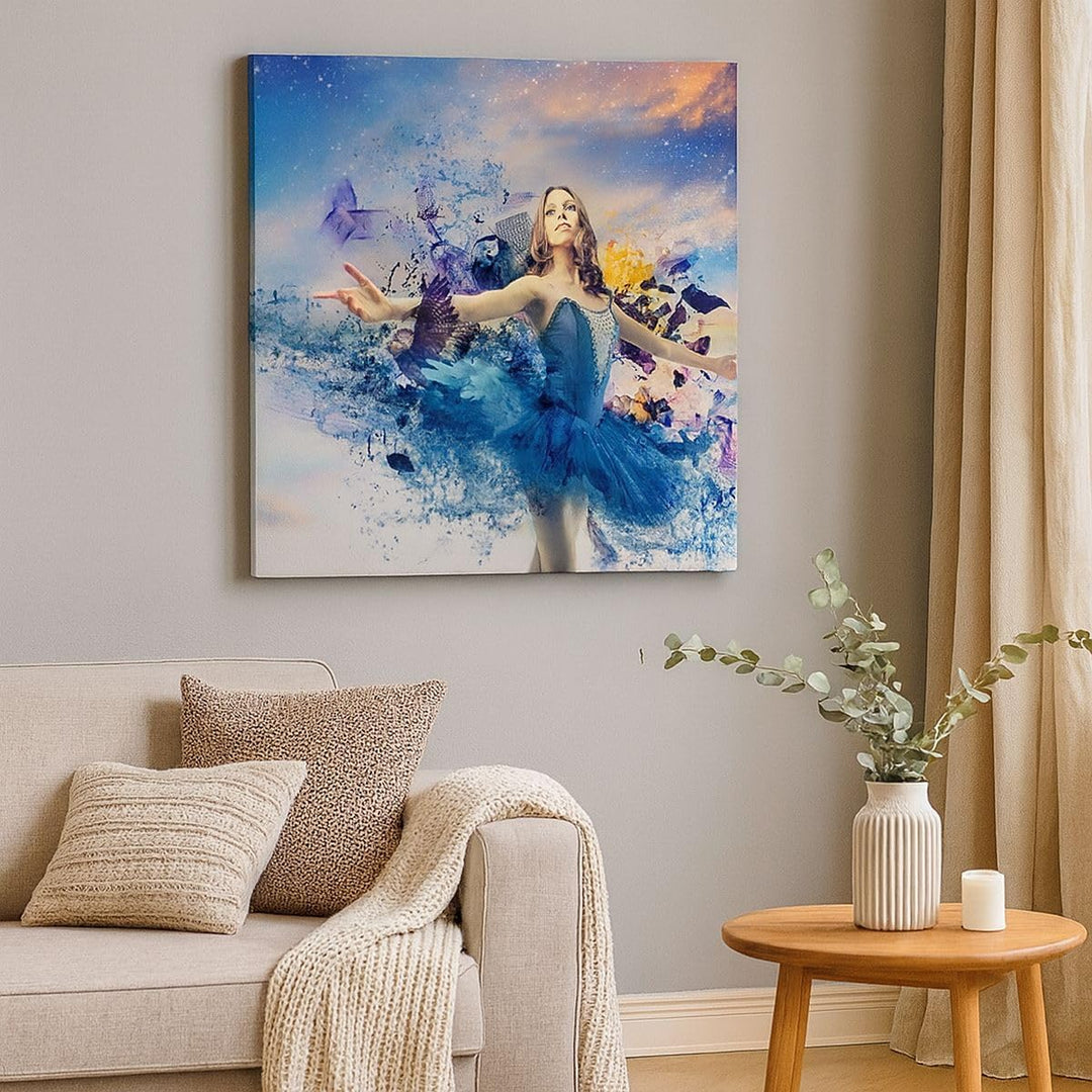 Bilder auf Leinwand 70x70cm Leinwandbild Ballerina Tänzer Tüll Kleid Gross Wanddeko Bild Schlafzimme