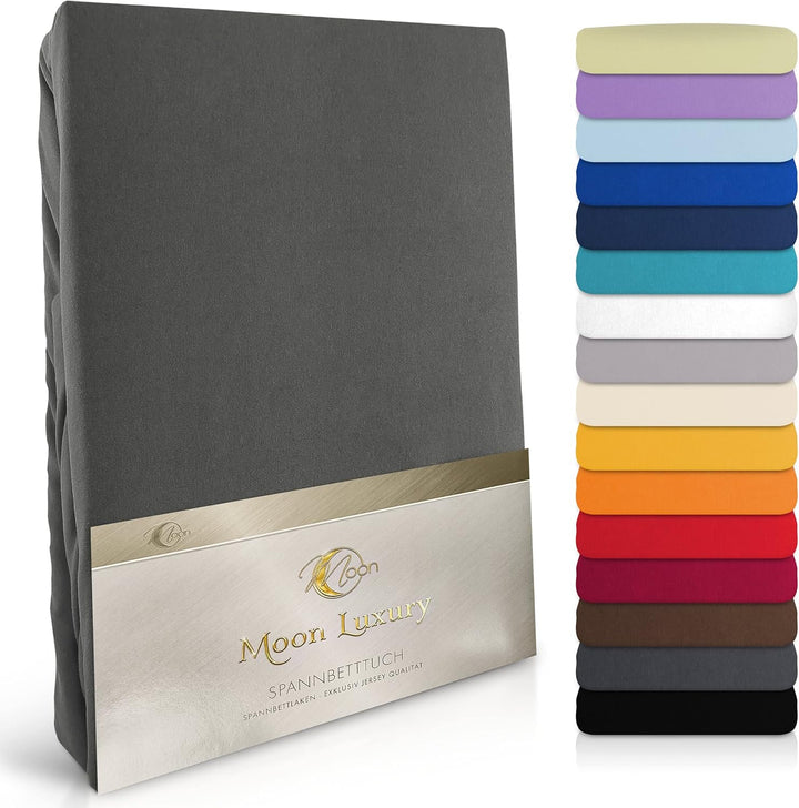 MOON-Luxury Spannbettlaken Spannbetttuch Jersey Stretch 230g/m² für Wasserbetten, Boxspringbetten un