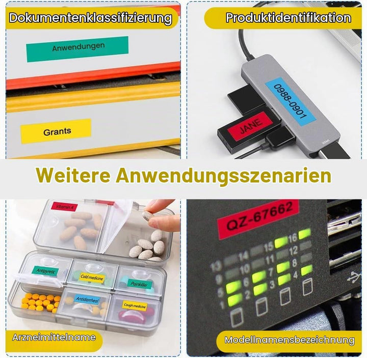 Wonfoucs kompatibel mit Dymo Letratag Etikettenband, kompatibel mit Dymo Etikettenband 12mm x 4m, Be