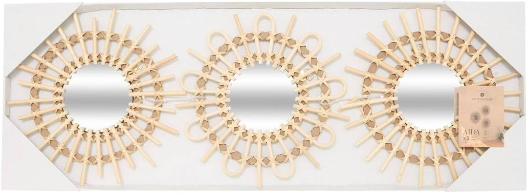 Set aus 3 Spiegeln Sonne - Rattan D 28 cm - Beige - Atmosphera créateur d'intérieur cm Korb, cm Korb