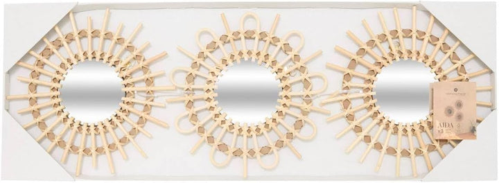 Set aus 3 Spiegeln Sonne - Rattan D 28 cm - Beige - Atmosphera créateur d'intérieur cm Korb, cm Korb