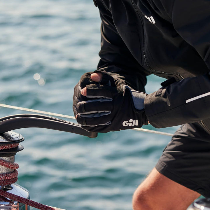 Gill Mens Deckhand Kurzfingersegeln und Beiboothandschuhe - Schwarz, L