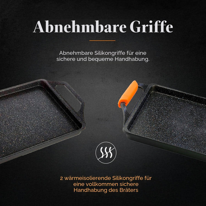 WECOOK! Ecochef Titan Grillplatte, Induktion Griddle-Pfanne 37 X 25 cm, Aluminiumguss, 5mm Dicke, Si